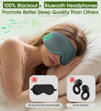 Bamboo Cotton Large Sleep Mask with Bluetooth Wireless Headphones (Gray)