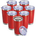 20oz Tumbler Insulated Coffee Tumblers with Lid Stainless Steel Red 8P (Red)