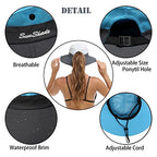 Womens Summer Sun Hat Beach Hat Wide Brim Outdoor UV Protection Hat Foldable Cool Mesh Ponytail Bucket Hat (6-7 / Sky Blue-gray)