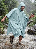 Hooded Rain Poncho Waterproof Raincoat Jacket for Men Women Adults (One Size / Silver Gray 1 Pack)