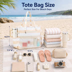 Beach Bag for Women (Light Khaki White)