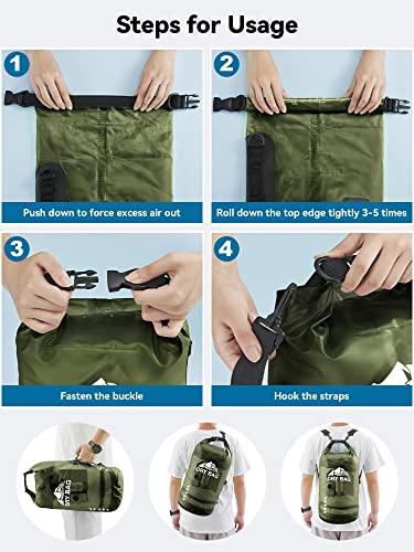 Dry Bag Waterproof Backpack with Phone Case (Pitch Green / 40L)
