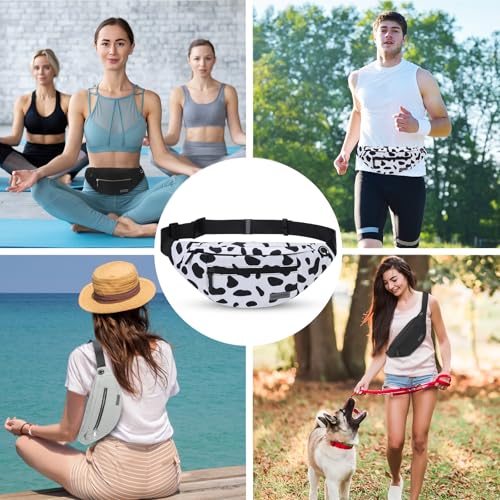Large Cow Print Crossbody Bags for Women Cute Fanny Pack Belt Bag (Cow Print White / Large)