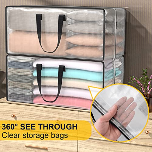 Heavy Duty Extra Large Clear Moving Bags with Strong Zipper Handles (Clear / 4 Pack)