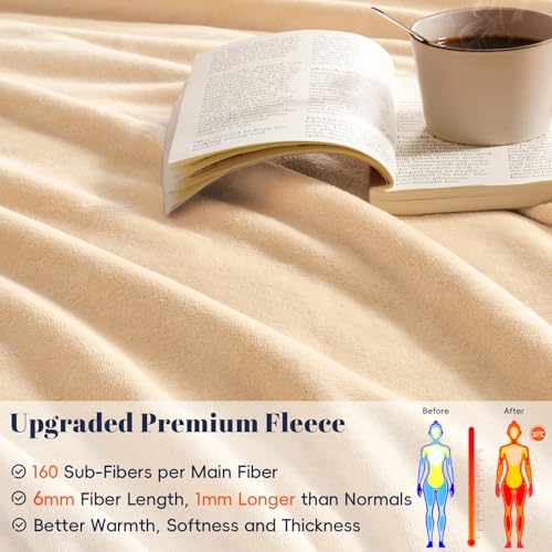 Fleece Blanket Twin Size 66"x90" (Beige / Twin(66" X 90"))