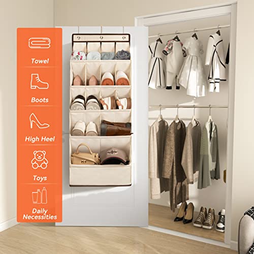 1 Pack Over the Door Shoe Organizers (BEIGE / 18+ Pairs)