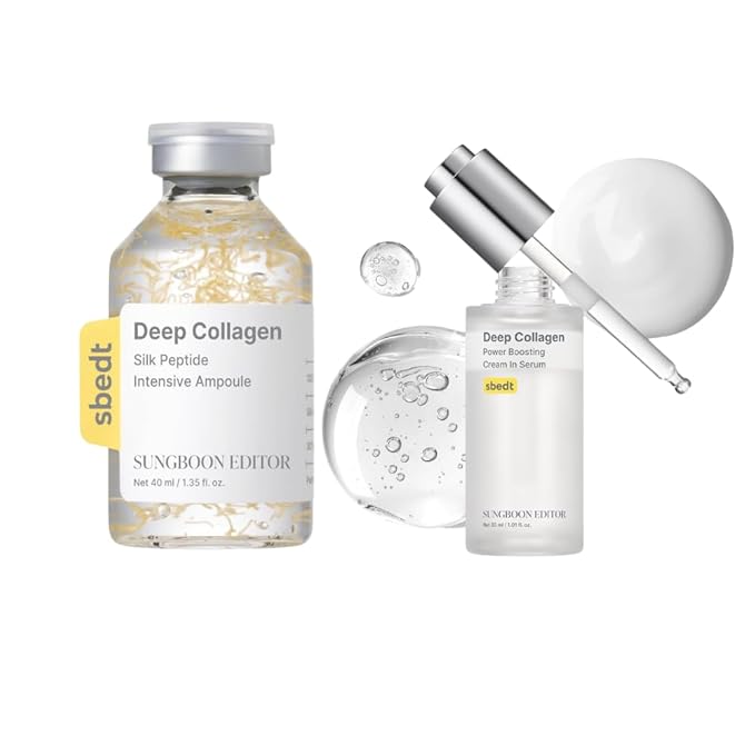 SUNGBOON EDITOR Intensive Collagen Care Duo | for Wrinkles, Skin Tightening & Dry Skin | Silk Peptide Intensive Lifting Ampoule & Retinol Capsule Cream | Korean Skincare