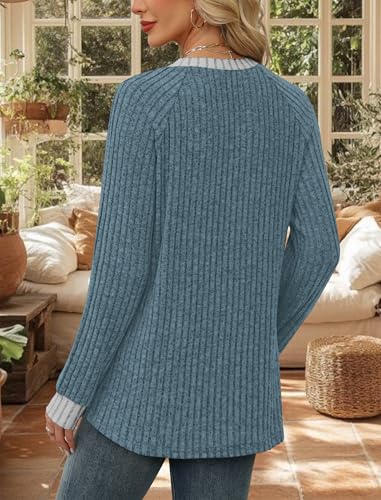 Long Sleeve Shirts for Women Early Fall Fashion Sweaters for Women Casual Tops Trendy Maternity Fall Clothes (Medium / 05-blue)