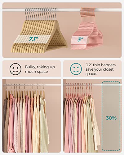 Pack of 50 Coat Hangers (50 Pack / Light Pink + Rose Gold)
