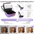 Travel Makeup Bag Cosmetic Bag Makeup Organizer Bag with Lighted Mirror (Violet / Woven)