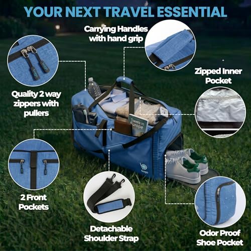 Travel Duffle Bag for Women & Men. Duffel Bag for Traveling & Camping (80L / SnowDepBlue)