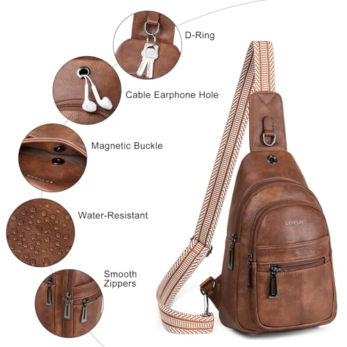 7L Sling Bag for Women Vegan Leather Crossbody Purse Chest Bags Fashionable Trendy Fanny Pack with Travel (7L / 7l-m-brown)