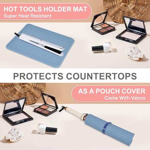 Oversize Silicone Heat Resistant Mat for Hair Tools (Blue)