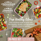Prep 1 Compartment Meal Prep Containers with Lids (Peony Glitter)
