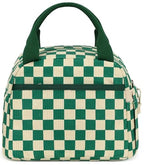 Lunch Box for Women men Insulated Cute Corduroy Lunch bag (Corduroy Green White Checked / 10L)