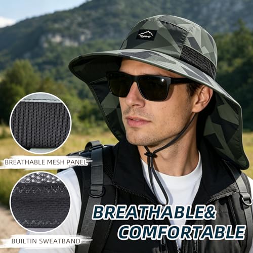 Outdoor Sun Hat for Men Women (1pack-camo Dark Grey)