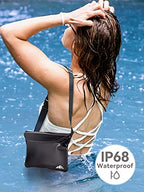 2 Pack Waterproof Fanny Pack Pouch Dry Bag for Phone Passport Purse (Black & Purple)