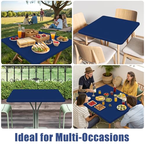 2 Pack Square Spandex Fitted Table Cloth (Navy / 34" x 34" (Square))