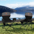 2 Pack Portable Camping Chairs for Adults Lawn Chairs Support 250 lbs Black (Black)