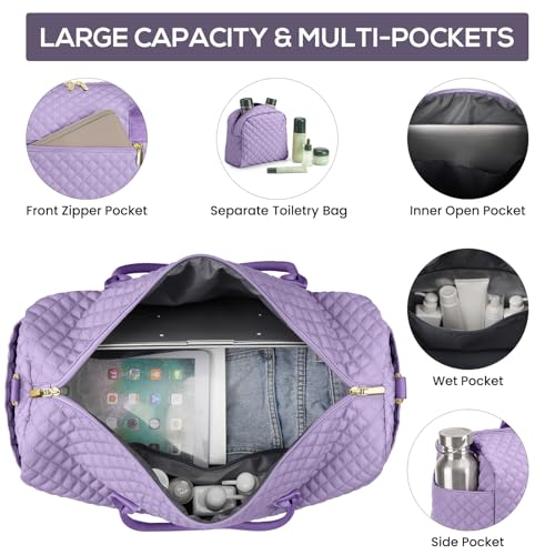 Travel Bag Weekender Bags for Women (8-Light Purple / 40L-Large)