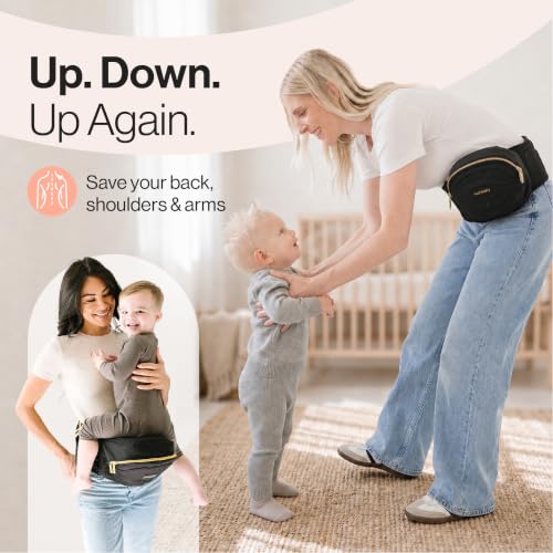 Original Hip Seat Baby Carrier for Babies & Toddlers up to 45 lbs (Black/Gold)
