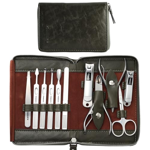 Stainless Steel Manicure Set 11 (Dark Green)