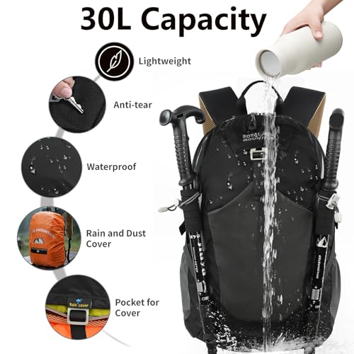 30L Hiking Backpack With Rain (Black2.0 / 30L)