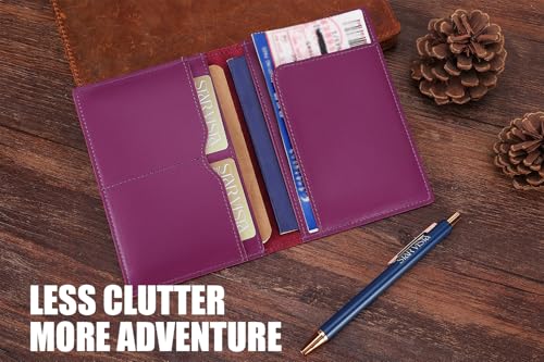 Albatross Leather Travel Passport Holder (Purple B)