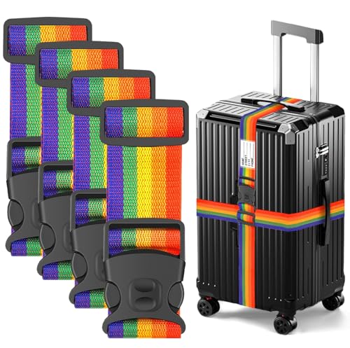 Luggage Straps for Suitcases (Rainbow / 4 Pack)