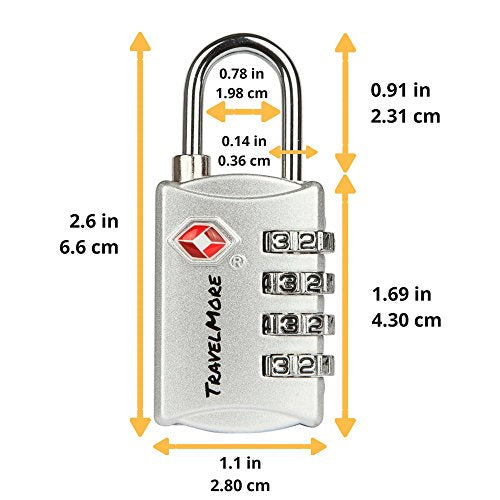 Luggage Locks TSA Approved (3 Pack / Silver)