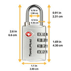Luggage Locks TSA Approved (3 Pack / Silver)