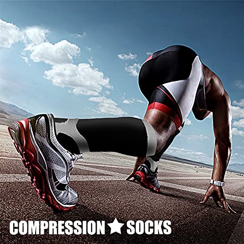 Compression Socks for Women & Men Circulation (Large-X-Large / 20 Black/Rose Red/Blue)