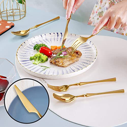 20 Piece Gold Silverware Set for 4 (Gold 20 Pieces Set with Dessert Spoon)