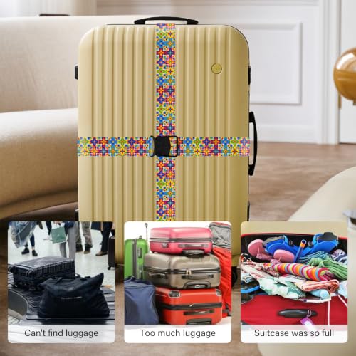 Luggage Straps for Suitcases (Green Print)