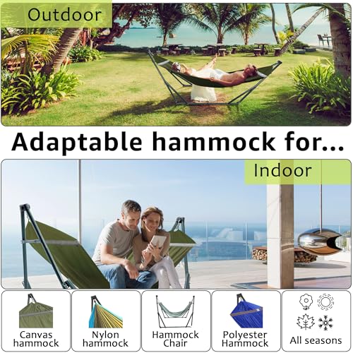 Sturdy Steel Hammock Stand Premium Cotton Canvas Hammock (3. Sage)