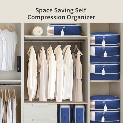 Comforter Storage Bag 66 L (Navy Blue / 66L x 4 Pack)