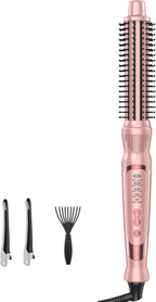 Thermal Brush, Heated Round Brush & Curling Iron with Ceramic Ionic Technology, Hair Tools for Volumizing & Styling, Travel-Friendly Hot Comb with Adjustable Temperature（Gold 1 inch）