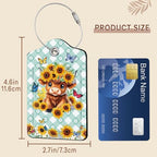 2 Pcs Highland Cow Luggage Tags for Suitcase (Highland Cow-blue)