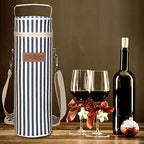 Single Wine Bottle Cooler Bag Carrier (Blue Stripe)