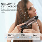1 1 2" Ceramic Ionic Heated Round Brush for Blowout Look & Volume Curls (Black / 1.5 Inch)