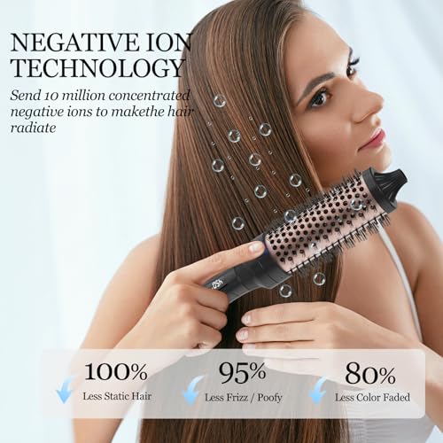 1 1 2" Ceramic Ionic Heated Round Brush for Blowout Look & Volume Curls (Black / 1.5 Inch)