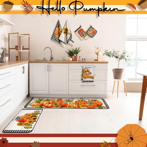 10 Pcs Fall Thanksgiving Pumpkin Kitchen Decor Set Sunflower (Orange / Pumpkin)