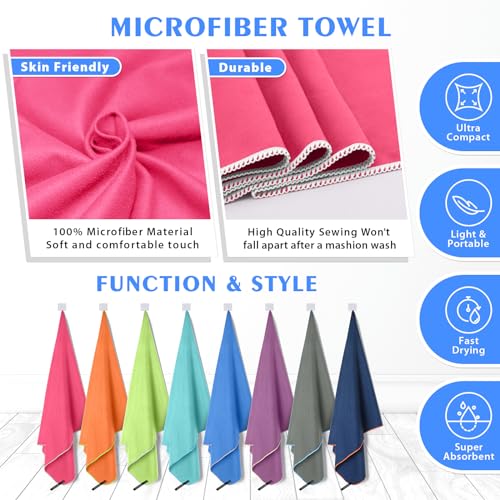 Microfiber Travel Camping Towels (Hot Pink / XXL: 72" x 32"+24" x 12")
