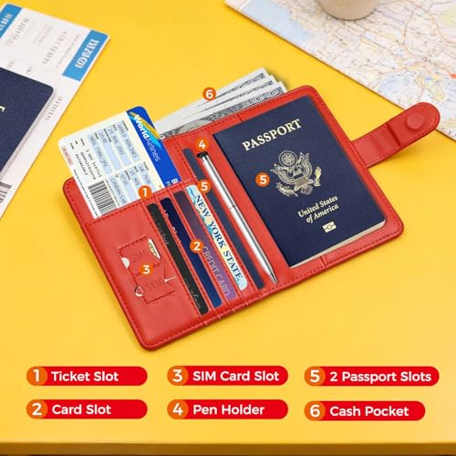 Rfid Passport Holder for Travel women (apple red)