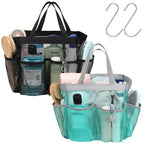 Mesh Shower Caddy Portable (2 Pack, Black & Mint Green / L (Classic Dorm Caddy))