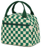 Lunch Box for Women men Insulated Cute Corduroy Lunch bag (Corduroy Green White Checked / 10L)
