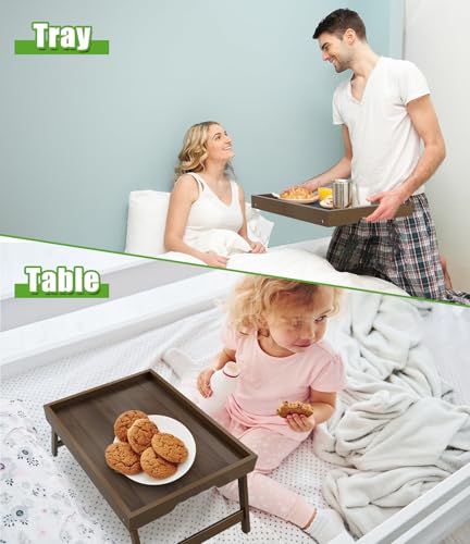 FSC 100% Bamboo Bed Tray with Folding Legs (Walnut / 15.7" x 12.2" x 1.6")