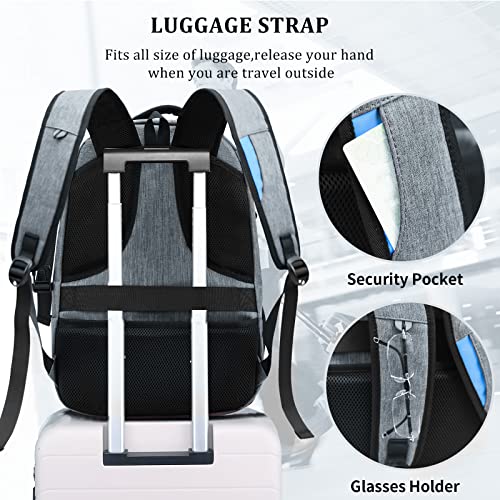 Travel Work Laptop Backpack With USB Charging Port Fits 15.6 15 14 13 Inch Laptop and Notebook Business Anti Theft College Computer Bag Back Pack for Women Men (Dark Gray / 15.6 Inch)