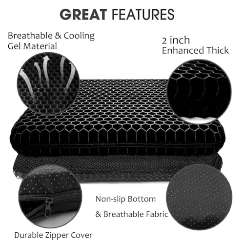 Gel Seat Cushion (Black / 16.5 x 14.5 x 2 inch)