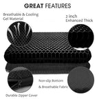 Gel Seat Cushion (Black / 16.5 x 14.5 x 2 inch)